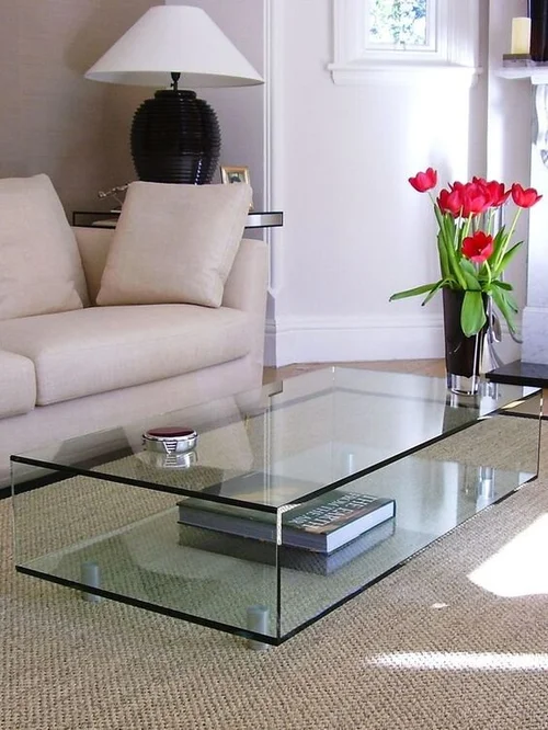 All glass sofa table outlet